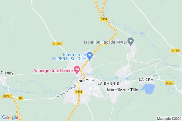 Carte statique de : Aire de covoiturage : Is-sur-Tille - Intermarché