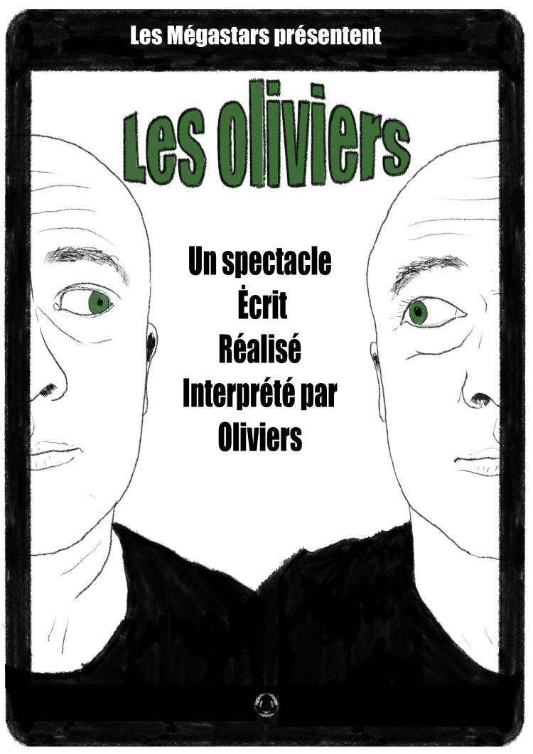 Arts et Scènes Côte-d'Or 2024-25 : affiche du spectacle Les Oliviers où on voit un dessin de 2 visages en symétrie