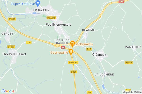 Carte statique de : Aire de covoiturage : Pouilly-en-Auxois