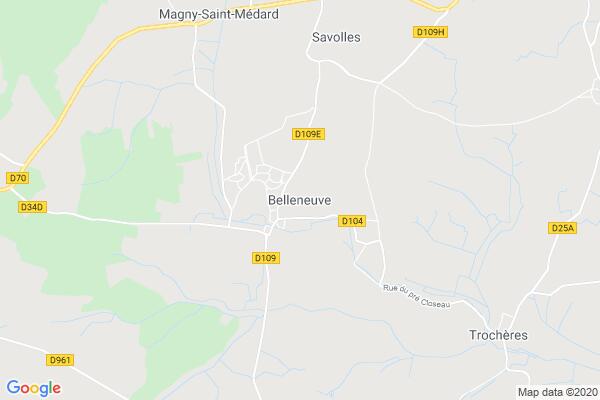 Carte statique de : Ecole des 3 arts de la communauté de communes du Mirebellois et Fontenois (Belleneuve)