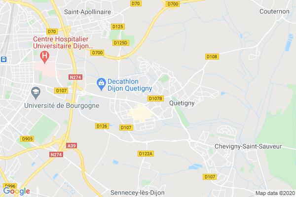 Carte statique de : Espace Solidarités Côte-d'Or - Quetigny - Saint-Apollinaire / Site Quetigny