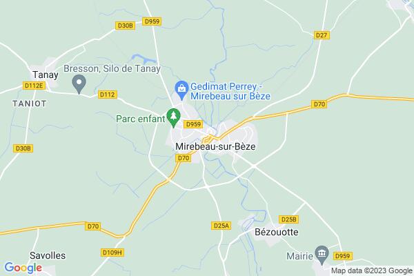 Carte statique de : Le contournement de Mirebeau-sur-Bèze ouvert à la circulation