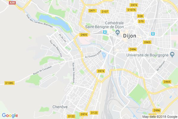 Carte statique de : Point Accueil Solidarités Côte-d'Or - Dijon : Centre Social des Bourroches