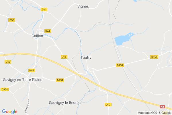 Carte statique de : Point Accueil Solidarités Côte-d'Or - Montbard : Nouvelle Mairie de Toutry